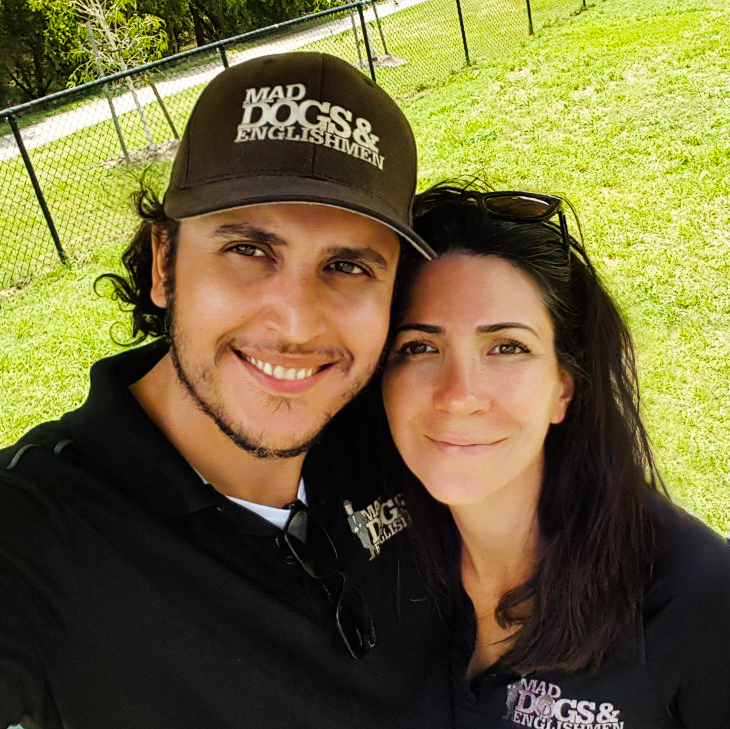 Kyle and Leticia. Owners of the Mad Dogs and Englishmen – Brisbane dog walking and doggy day care franchise